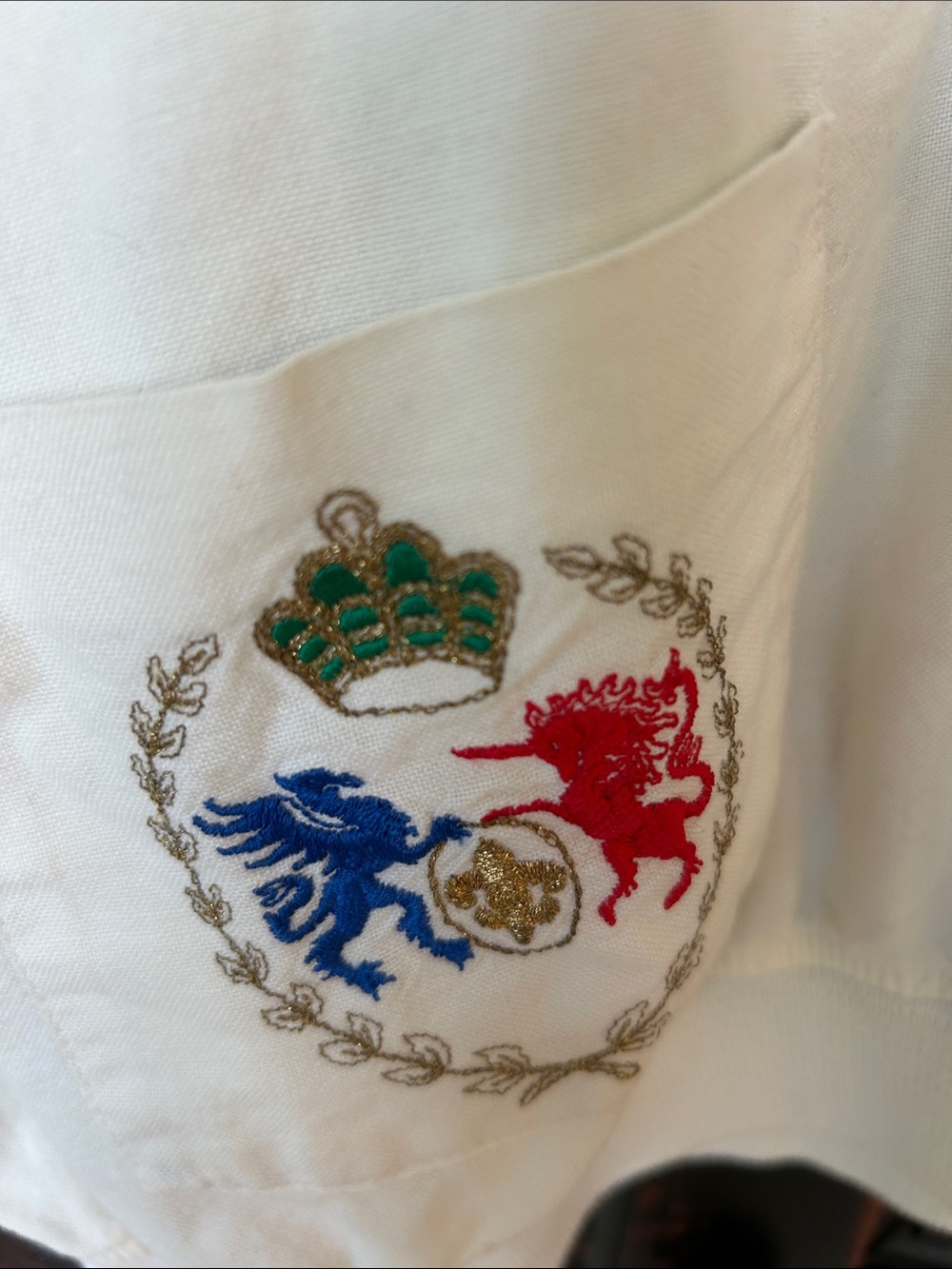 Vintage White Pullover Jacket with Embroidered Pocket - Picture 3 of 3